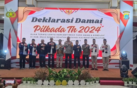 KAPOLDA KALSEL GELAR DEKLARASI DAMAI PILKADA 2024 DI KAB. HSS
