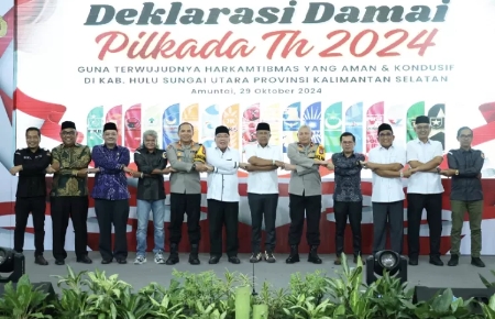 Wakapolda Kalsel Hadiri Deklarasi Damai Pilkada 2024 di Kab. HSU