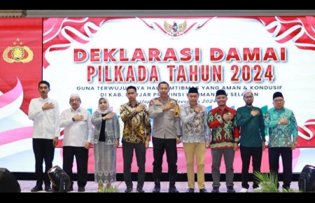 Polda Kalsel mengadakan Deklarasi Damai Pilkada Tahun 2024 bersama Paslon Bupati Kab. Banjar